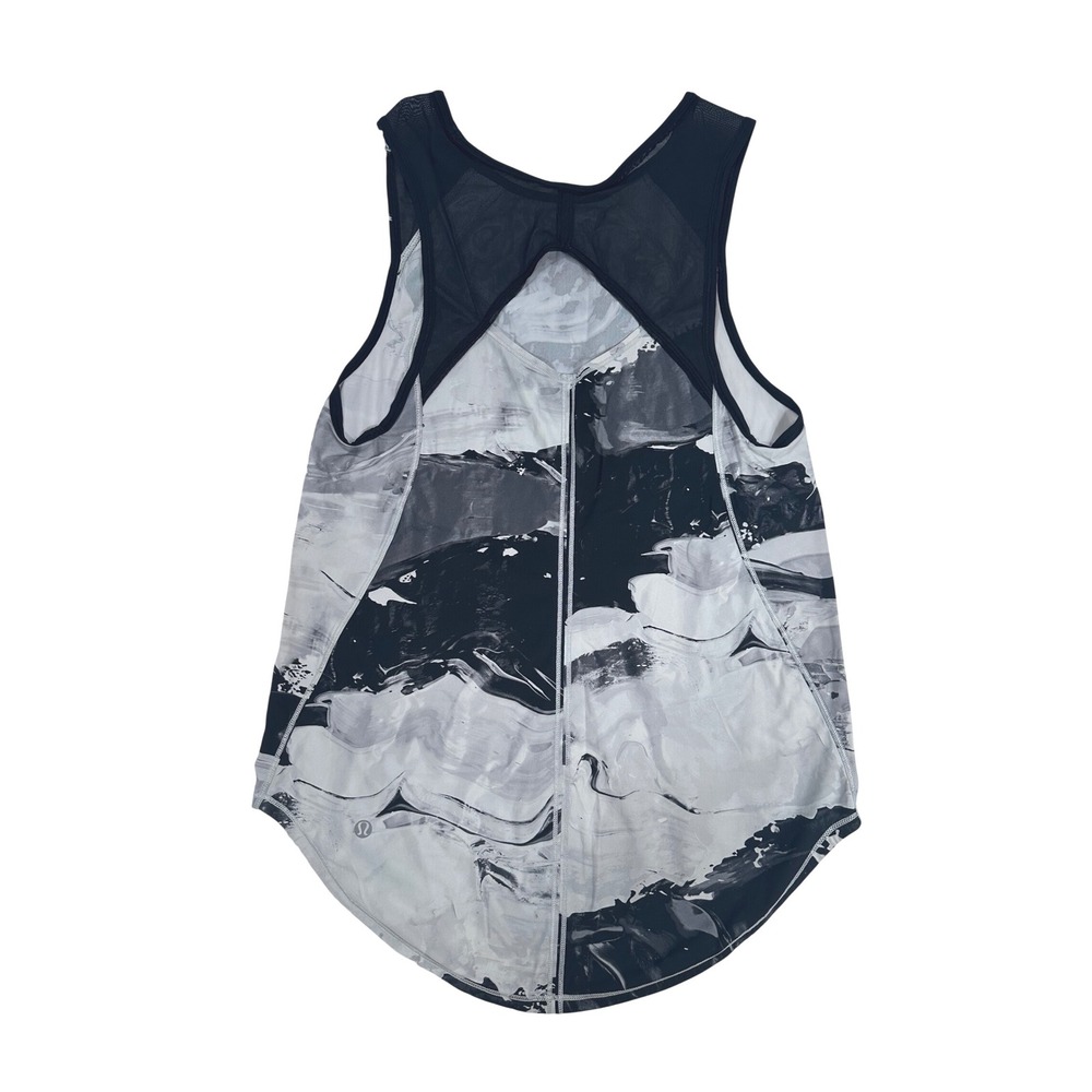 Lululemon Sculpt Tank Top Womens Black White Marble Abstract Mesh‎ Back size 4 - Picture 2 of 3